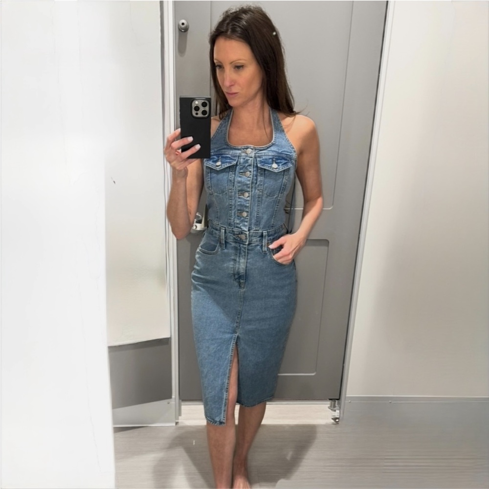 Denim Midi Halter Dress